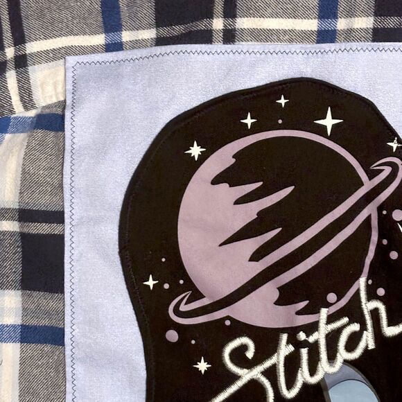Lilo & Stitch Upcycled Flannel (XL) Embroidered Logo • Blue Plaid Shirt - Picture 5 of 9